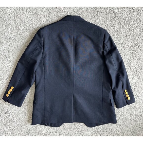 Lands End Size 8 Husky Kids Navy Blue Lined Wool Blend Blazer Jacket - Picture 2 of 11